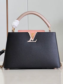 Louis vuitton original calfskin capucines mm handbag M59516 black&pink