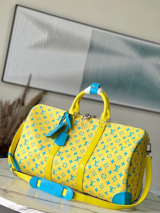 Louis vuitton original monogram playground keepall 50 M21869 yellow 