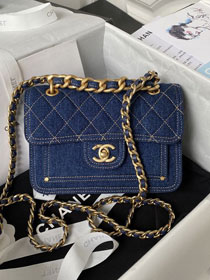 CC original denim mini flap bag AS4051 blue