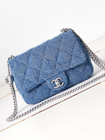 CC original denim small flap bag AS3829 blue