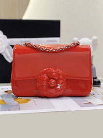 CC original patent calfskin mini flap bag A99857 red