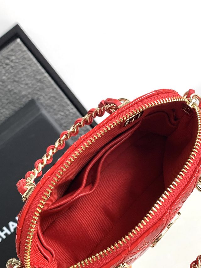 CC original patent calfskin clutch with chain AP3354 red