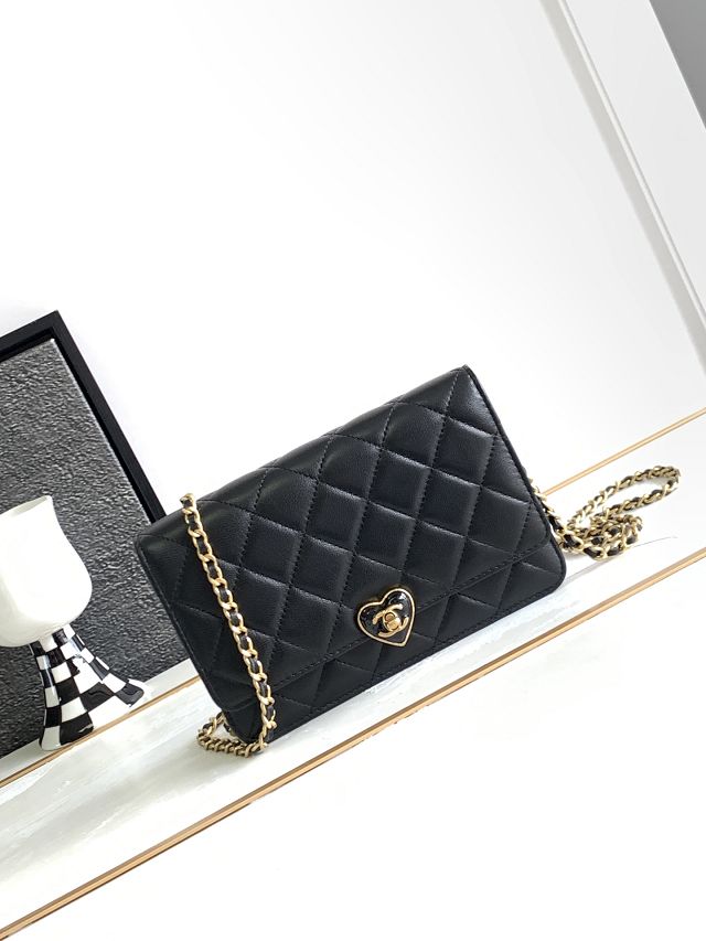 CC original lambskin wallet on chain AP3285 black