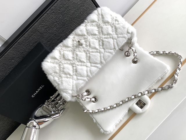 CC original sequins flap bag AS3965 white