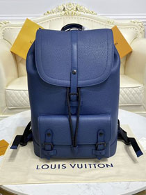 Louis vuitton original calfskin christopher backpack M58644 blue