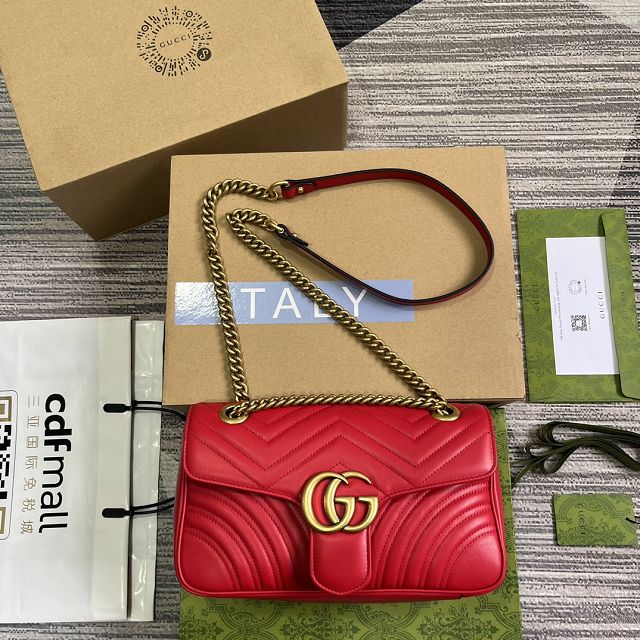 GG original calfskin marmont small shoulder bag 443497 red