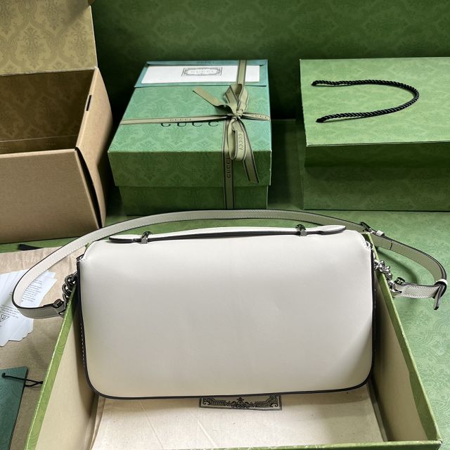 2023 GG original calfskin petite shoulder bag 739721 white