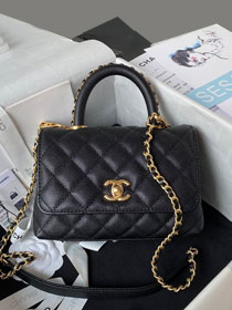 CC original grained calfskin mini coco handle bag AS2215-2 black