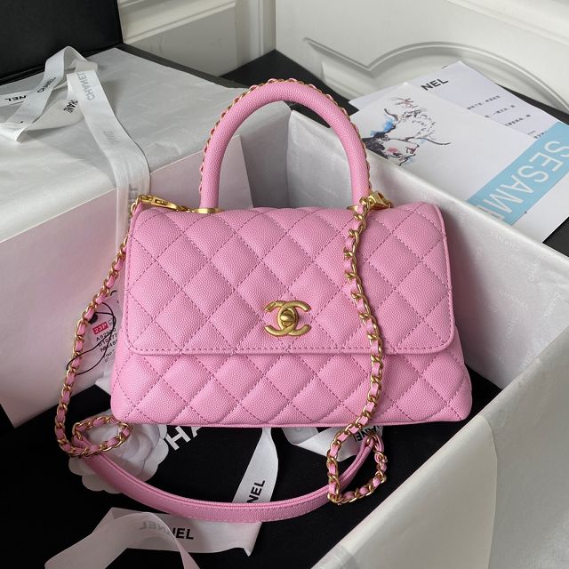 CC original grained calfskin small coco handle bag A92990-2 pink