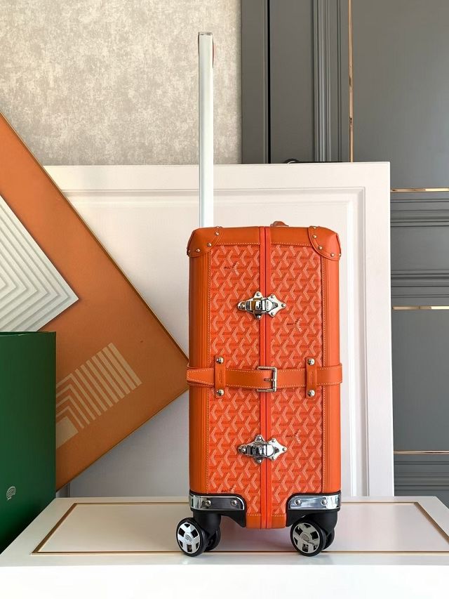 Goyard handmade original canvas&calfskin bourget trolley case GY0033 orange