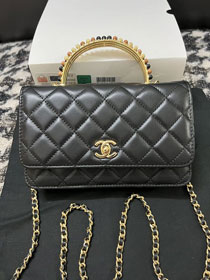 CC original lambskin wallet on chain AP3381 black