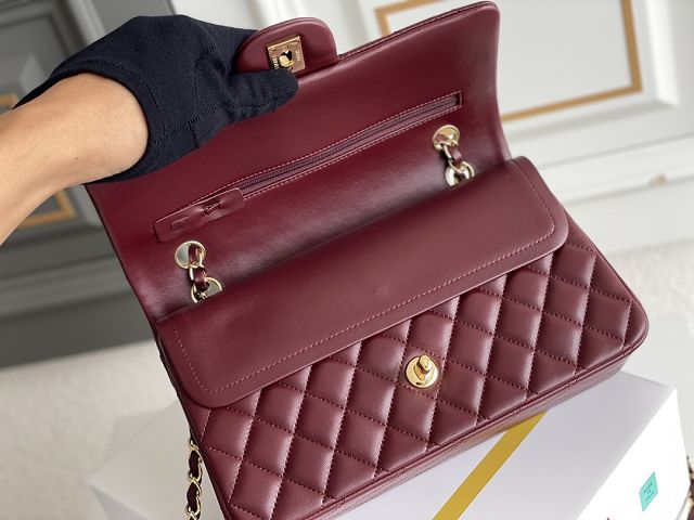 CC original lambskin medium flap bag A01112 burgundy