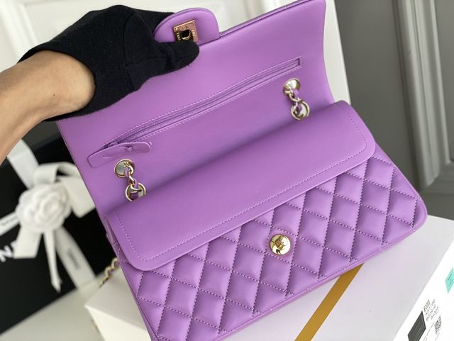 CC original lambskin medium flap bag A01112 purple