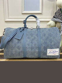 Louis vuitton original denim keepall 50 M22532 blue