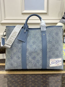 Louis vuitton original denim week-end tote handbag gm M22537