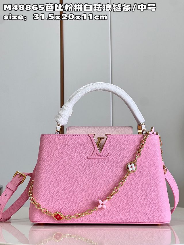 Louis vuitton original calfskin capucines MM handbag M22512 light pink