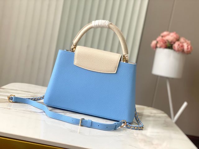 Louis vuitton original calfskin capucines mm handbag M59516 sky blue