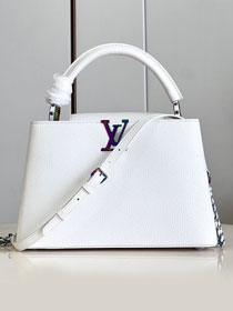 Louis vuitton original calfskin capucines mm handbag M59516 white