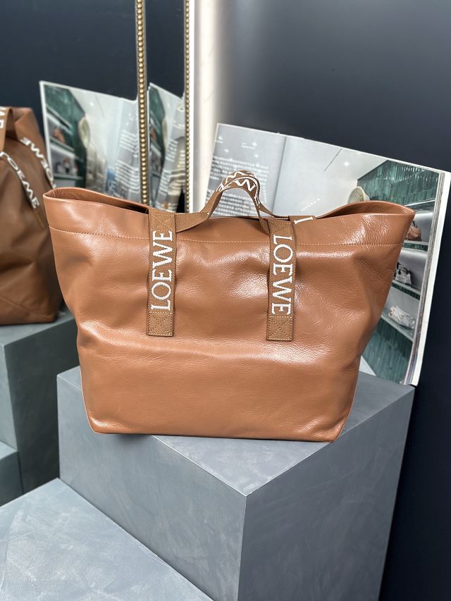 Loewe original calfskin fold shopper bag B507X23 brown