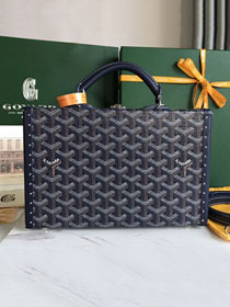 Goyard original canvas grand hotel trunk bag GY0036 navy blue