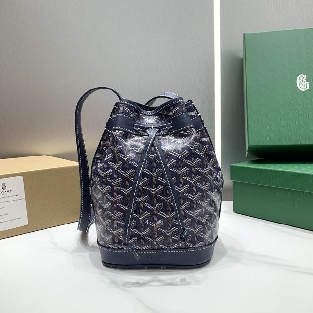 Goyard original canvas petit flot bucket bag GY0054 navy blue