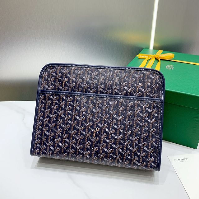 Goyard original canvas large clutch GY0063 navy blue