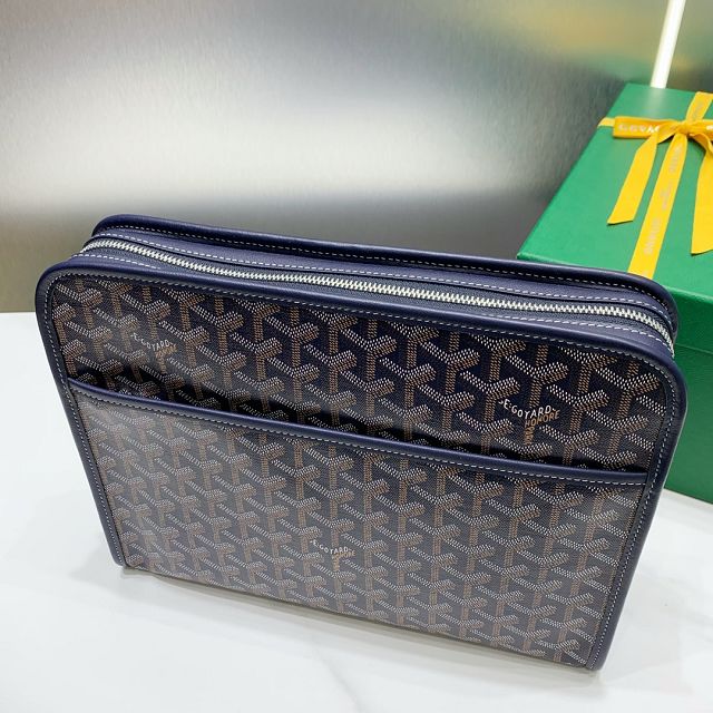 Goyard original canvas large clutch GY0063 navy blue