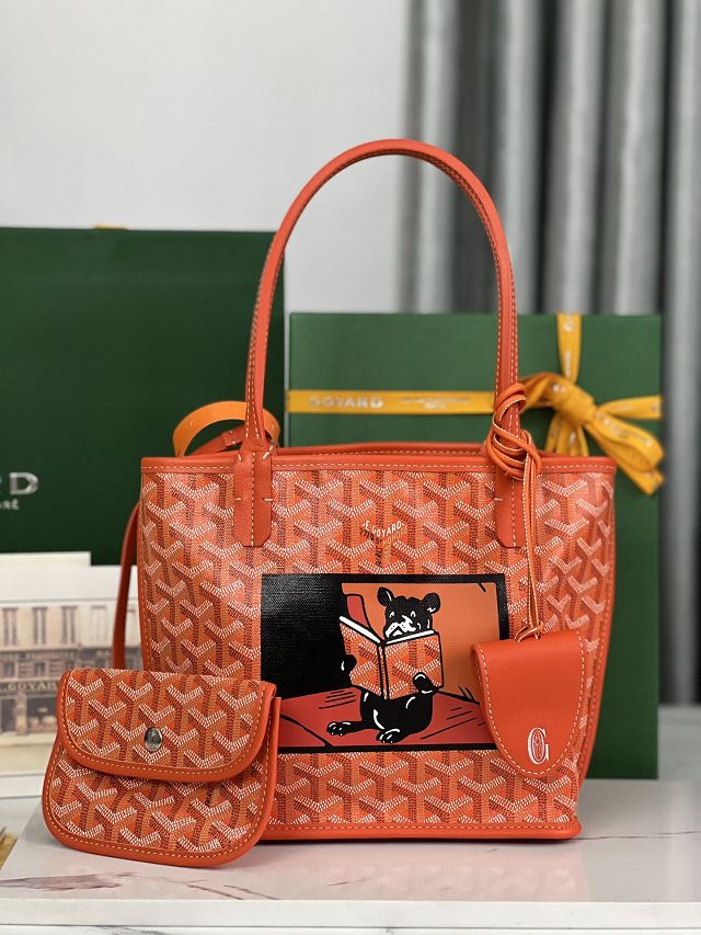 Goyard original calfskin&canvas reversible anjou mini bag GY0084 orange