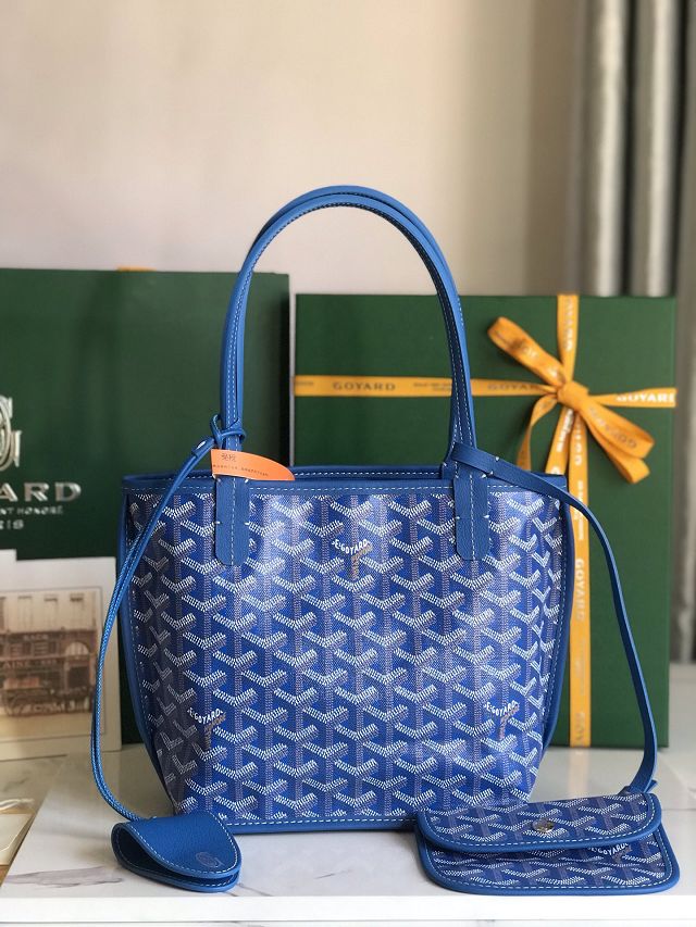 Goyard original calfskin&canvas reversible anjou mini bag GY0086 blue