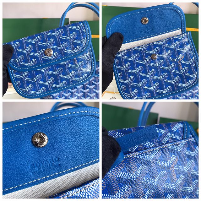 Goyard original calfskin&canvas reversible anjou mini bag GY0086 blue