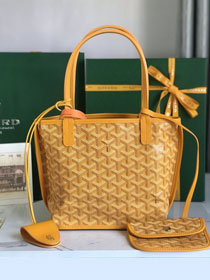 Goyard original calfskin&canvas reversible anjou mini bag GY0086 yellow