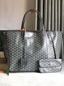 Goyard original calfskin&canvas reversible anjou GM bag GY0088 grey