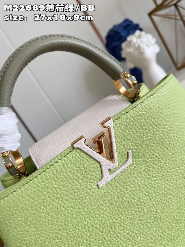 Louis vuitton original calfskin capucines BB handbag M22055 light green