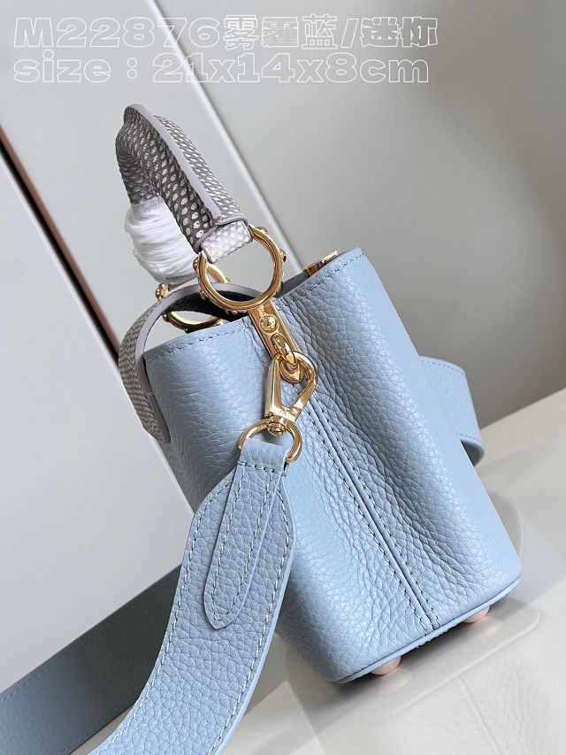 Louis vuitton original calfskin capucines mini handbag M48865 light blue