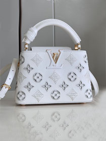 Louis vuitton original calfskin capucines mini handbag M22375 white