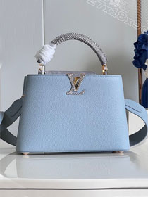 Louis vuitton original calfskin capucines mm handbag M20704 light blue