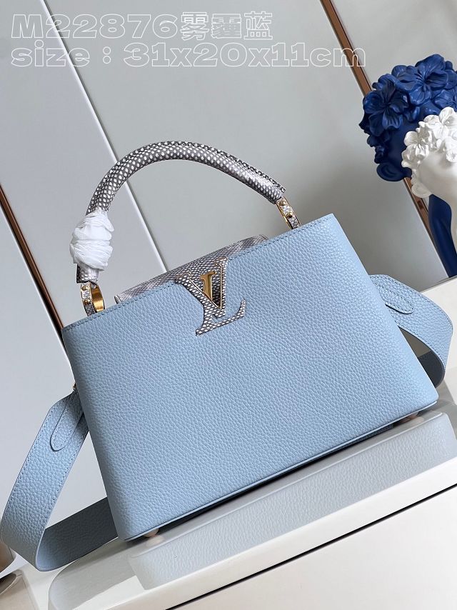 Louis vuitton original calfskin capucines mm handbag M20704 light blue