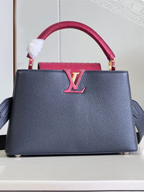 Louis vuitton original calfskin capucines mm handbag M20704 navy blue