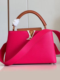 Louis vuitton original calfskin capucines mm handbag M20704 rose red