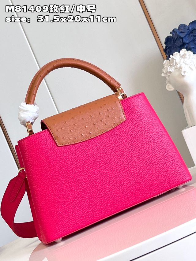 Louis vuitton original calfskin capucines mm handbag M20704 rose red