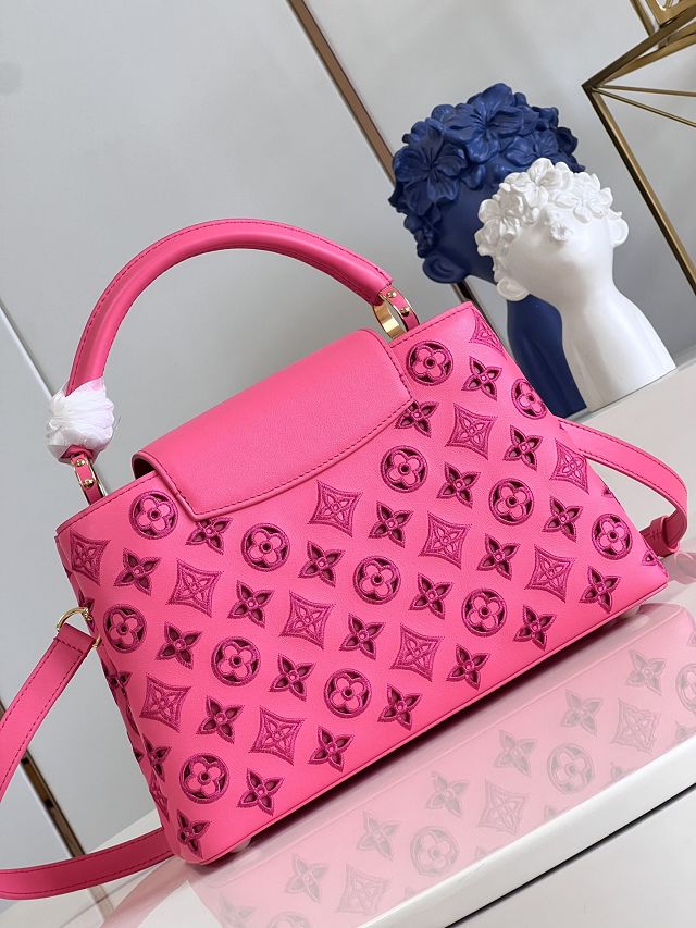 Louis vuitton original calfskin capucines mm handbag M21105 rose red