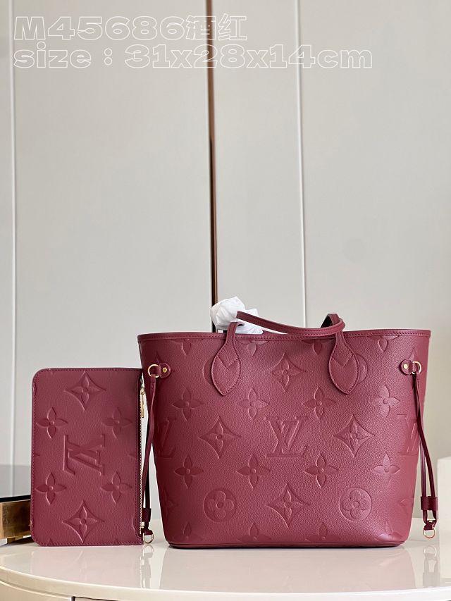 Louis vuitton original calfskin neverfull mm M46599 wine