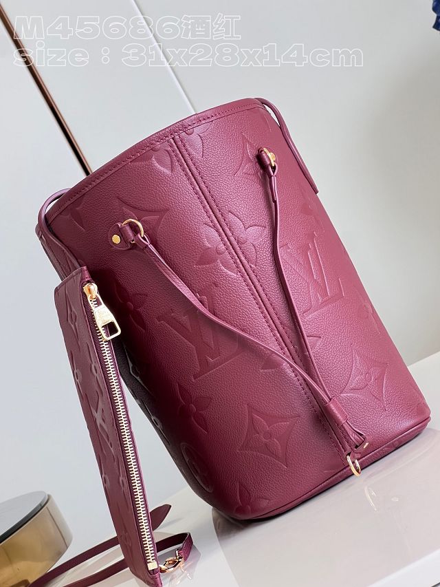 Louis vuitton original calfskin neverfull mm M46599 wine