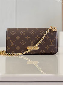 Louis vuitton original monogram canvas wallet on chain lily M82509