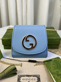 GG original calfskin blondie chain wallet 725219 blue