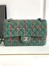 CC original tweed medium flap bag A01112 green