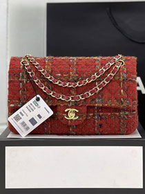 CC original tweed medium flap bag A01112 red