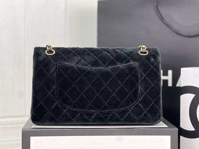 CC original velvet medium flap bag A01112 black