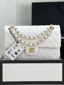 CC original velvet medium flap bag A01112 white