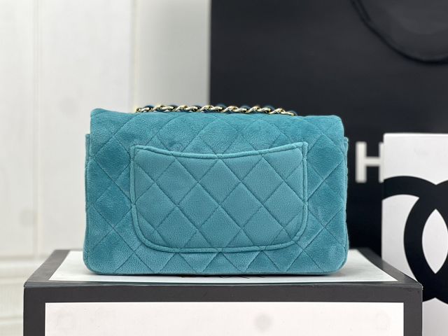 CC original velvet mini flap bag A69900 blue